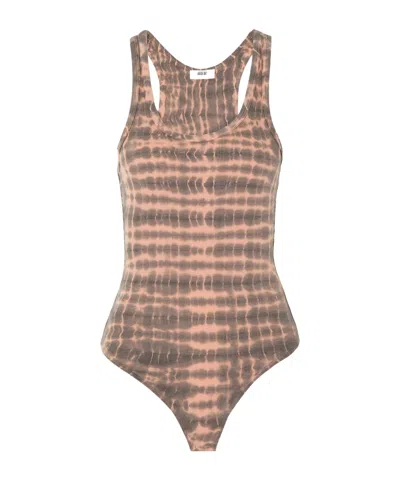 Agolde Tie-dyed Ribbed Stretch-jersey Bodysuit In No