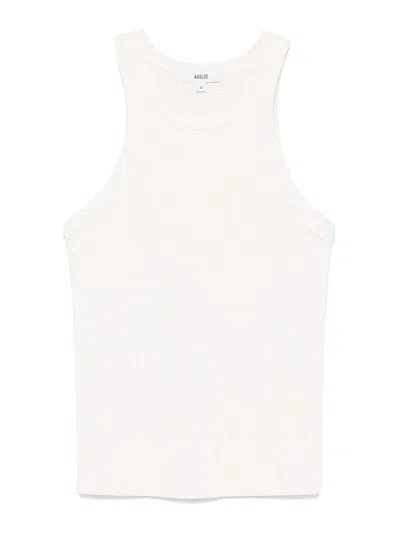 Agolde Rayne Ribbed-knit Tank Top In Pale Grey