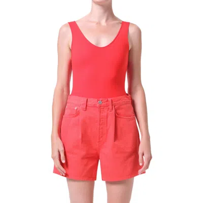 Agolde Tora Bodysuit In Vermilion Bright Md Orange Re