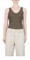 Agolde Tora Tank Bodysuit In Grove In Brown