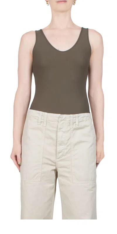 Agolde Tora Tank Bodysuit In Grove In Brown