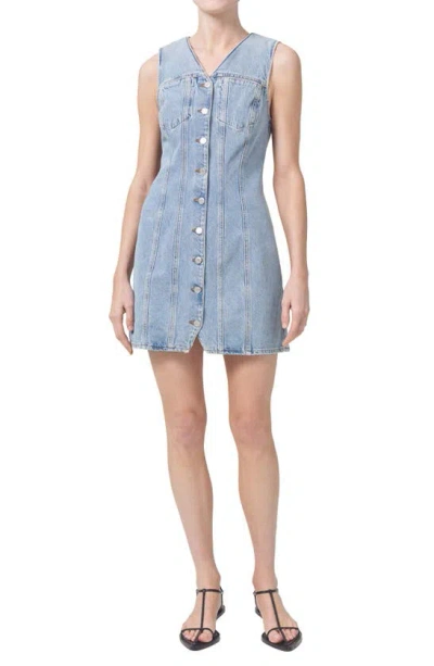 Agolde Trina Sleeveless Denim Minidress In Balance Medium Wash Indigo