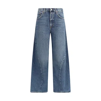Agolde Panelled Regenerative-cotton Jeans In Blue