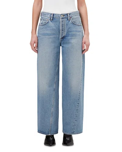 Agolde Twist Low Slung Baggy Jeans In Stage In Blue