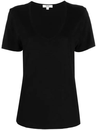 Agolde V-neck Cotton-blend T-shirt In Black