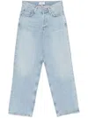 Agolde High Waist Frayed Hem Jeans In Blue