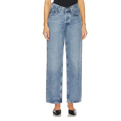 Agolde Light Blue Straight Boyfriend Jeans In Denim