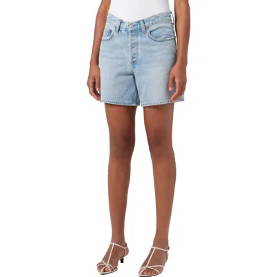 Agolde Dame High Rise Baggy Short In Blue