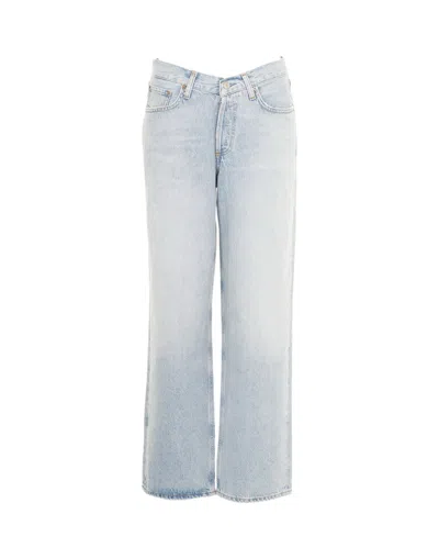Agolde V-waist Baggy Denim Trousers In Blue