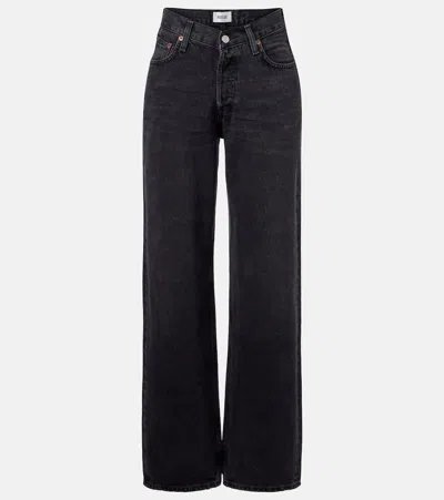 Agolde V-waist Baggy High-rise Wide-leg Jeans In Multi
