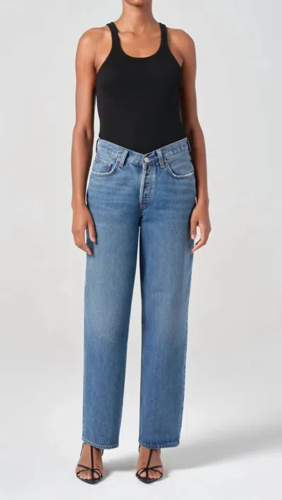 Agolde V-waist Baggy Jeans In Cascade In Blue