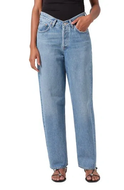 Agolde V-waist Baggy Straight Leg Jeans In Green