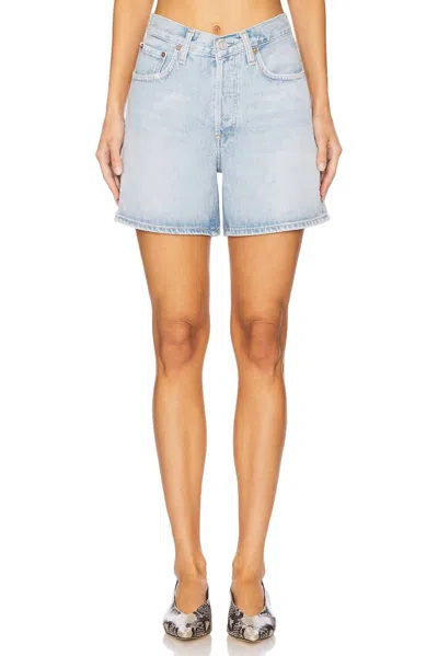 Agolde V Waist Denim Shorts In Backbeat In Blue