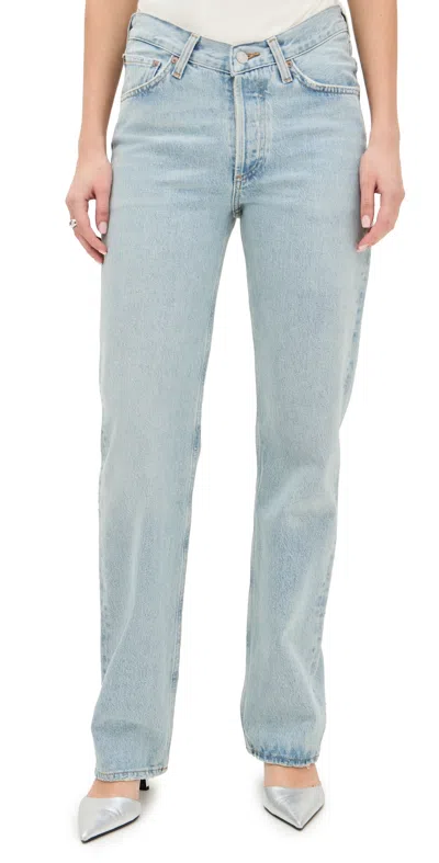 Agolde V Waist Kelly Relaxed Straight Jeans Replica In Blue