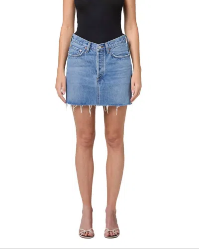 Agolde V Waist Mini Skirt In Fairway In Multi