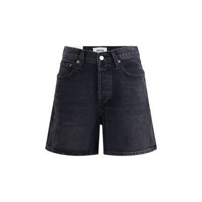 Agolde Denim Shorts With Belt Loops In Black