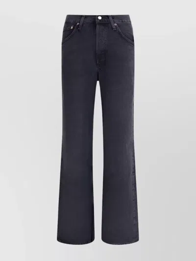 Agolde V-waistband Straight Leg Trousers In Blue