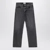 Agolde Fran High Rise Wide Leg Low Slung Cuffed Jeans In Ditch In Grey