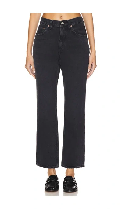 Agolde Womens Hush (washed Black) Harper Straight-leg Mid-rise Cotton-blend Jeans