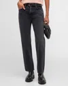 Agolde Valen High Waist Organic Cotton Ankle Straight Leg Jeans In Hitch Blk