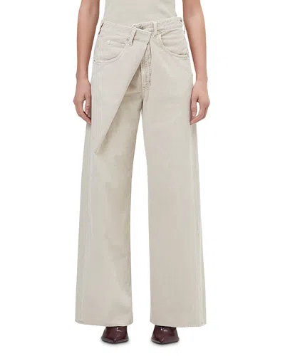 Agolde Vana Baggy Fold Jeans In Rice Grass In Neutral