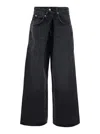 Agolde Vana Black Low-crotch Jeans With Book Closure In Denim Woman In Black
