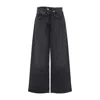 Agolde Vana Black Low-crotch Jeans With Book Closure In Denim Woman In Black