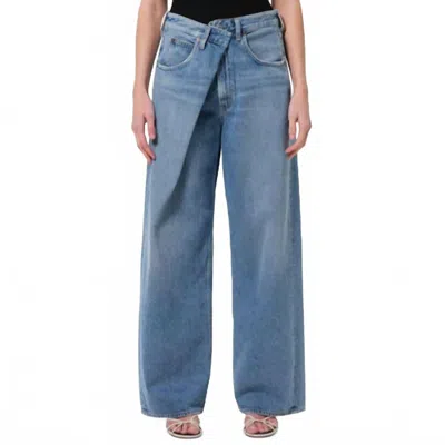 Agolde Emmi Belted High-rise Wide-leg Jeans In Blue