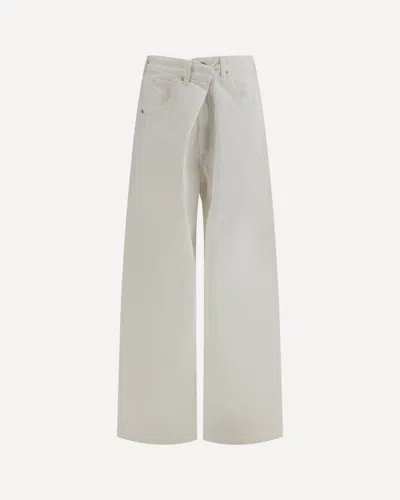 Agolde Vana Fold Wide-leg Jeans In White