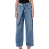 Agolde Wide-leg Light Blue Denim Jeans With Classic Five-pocket Design In Blue