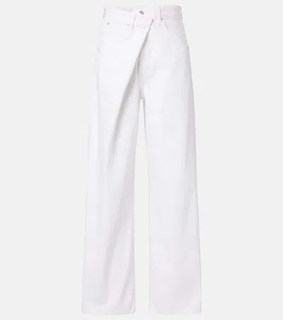Agolde Wide-leg White Denim Jeans With Classic 5-pocket Design