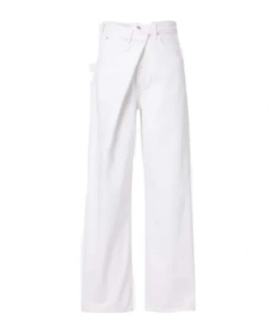 Agolde Vana Fold Wide-leg Jeans In White