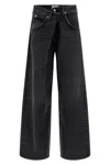 Agolde Vana Black Low-crotch Jeans With Book Closure In Denim Woman In Black