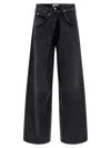 Agolde Vana Black Low-crotch Jeans With Book Closure In Denim Woman In Black