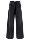 Agolde Vana Black Low-crotch Jeans With Book Closure In Denim Woman In Black