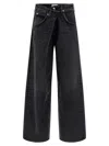 Agolde Vana Black Low-crotch Jeans With Book Closure In Denim Woman In Black