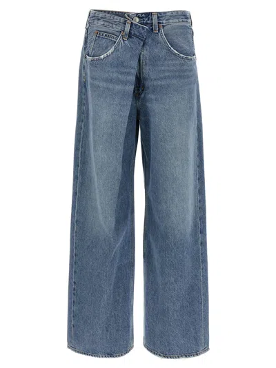 Agolde Women Blue Vana Fold Jeans, 28 Luxury Jeans For Women Darveys