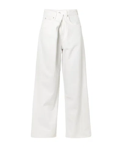 Agolde Vana Fold Wide-leg Jeans In White