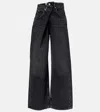 Agolde Vana Fold High Rise Wide Leg Jeans In Arcane In Black