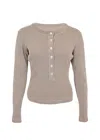 Agolde Varra Henley Top Satla In Neutral