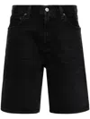 Agolde Stella Distressed Organic Denim Shorts In Black