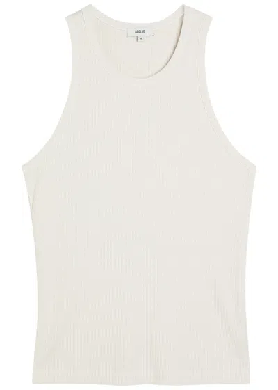 Agolde Viggo Ribbed Cotton Tank Top In Gray