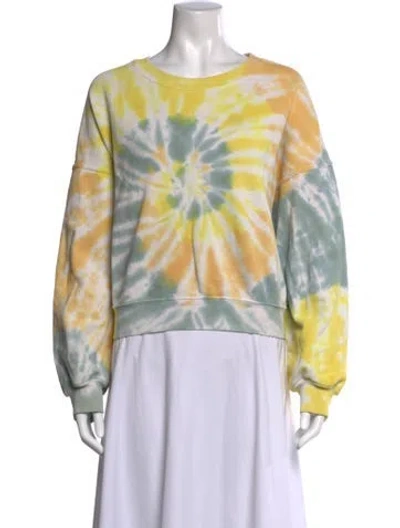 Pre-owned Agolde Virgin Wool Tie-dye Print Sweatshirt In Yellow