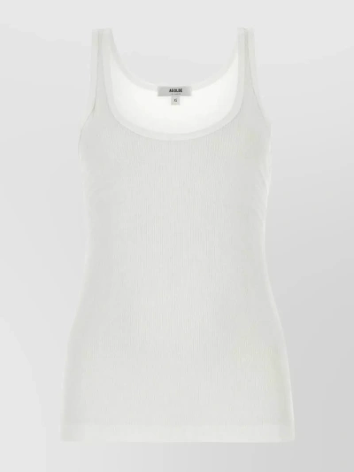 Agolde Viscose Ribbed Tank Top In White