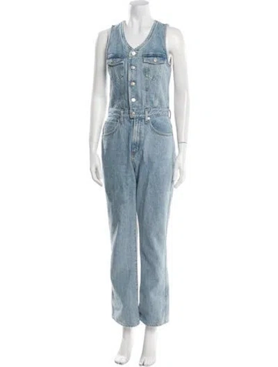 Pre-owned Agolde V-neck Jumpsuit In Blue