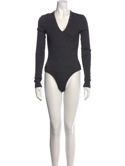 Pre-owned Agolde V-neck Long Sleeve Bodysuit In Black
