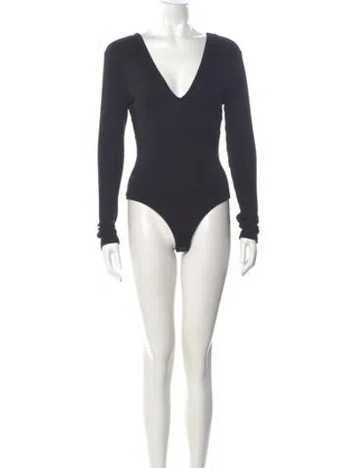 Pre-owned Agolde V-neck Long Sleeve Bodysuit In Black