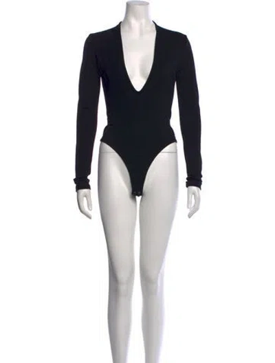 Pre-owned Agolde V-neck Long Sleeve Bodysuit In Black
