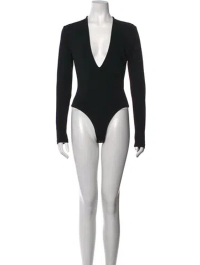 Pre-owned Agolde V-neck Long Sleeve Bodysuit In Black