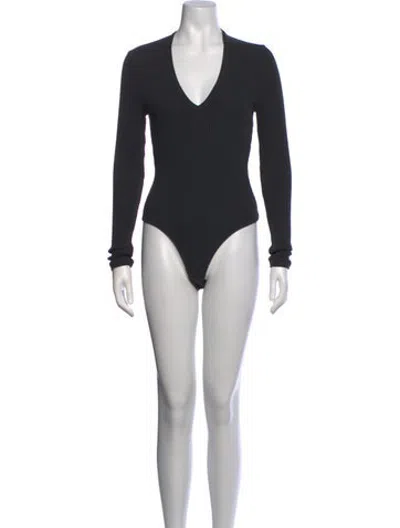 Pre-owned Agolde V-neck Long Sleeve Bodysuit In Black